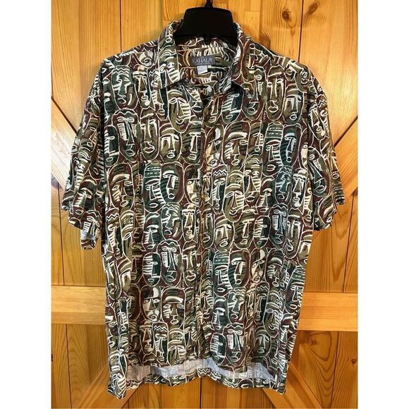Kahala Mens Button Down Hawaiian Shirt Size Large Pocket Short Sleeve (8337) - Picture 1 of 6